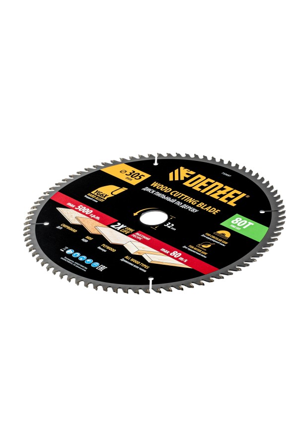 Пильный диск по дереву ф305 х 32 мм, 80 зубьев Denzel