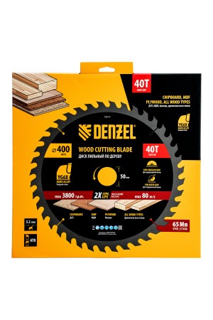 Пильный диск по дереву ф400 х 50 мм, 40 зубьев Denzel