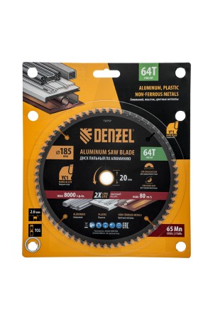 Пильный диск по алюминию ф185 х 20 мм, 64 зубьев Denzel