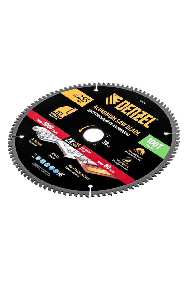 Пильный диск по алюминию ф255 х 30 мм, 100 зубьев Denzel
