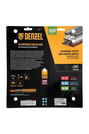 Пильный диск по алюминию ф305 х 30 мм, 100 зубьев Denzel