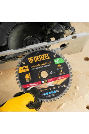 Пильный диск по ламинату ф160 х 20 мм, 48 зубьев Denzel