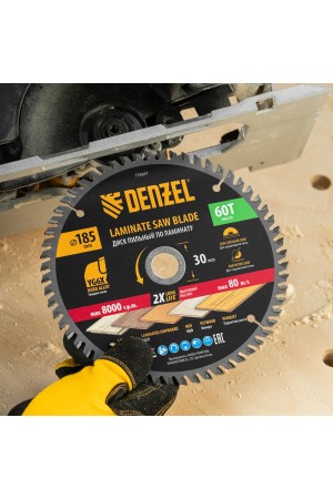 Пильный диск по ламинату ф185 х 30 мм, 60 зубьев Denzel