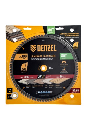 Пильный диск по ламинату ф300 х 30 мм, 80 зубьев Denzel