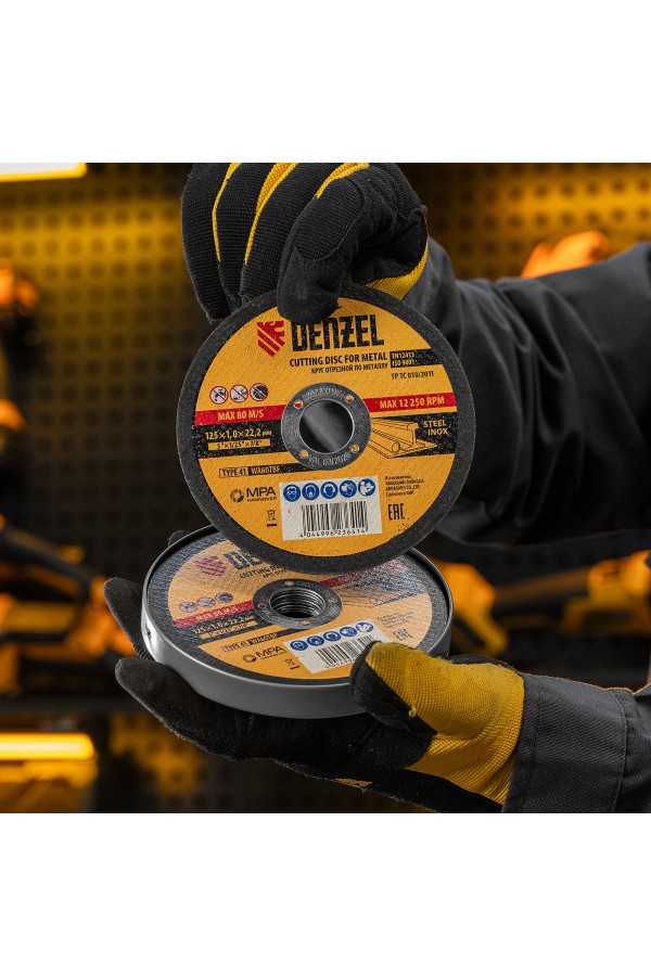 Круг отрезной по металлу, 125 х 1,0 х 22,2 мм, WA60TBF, в метал.банке, 10 шт. Denzel