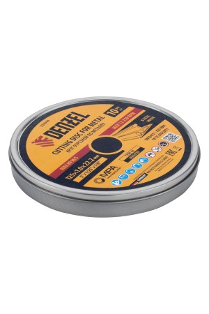 Круг отрезной по металлу, 125 х 1,0 х 22,2 мм, WA60TBF, в метал.банке, 10 шт. Denzel