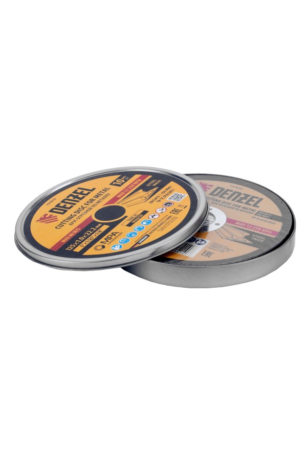 Круг отрезной по металлу, 125 х 1,0 х 22,2 мм, WA60TBF, в метал.банке, 10 шт. Denzel