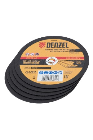 Круг отрезной по металлу, 230 х 2,0 х 22,2 мм, A36TBF, в метал.банке, 5 шт. Denzel