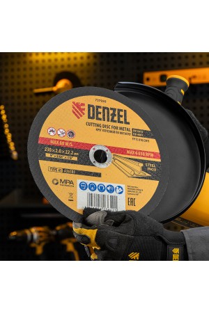 Круг отрезной по металлу, 230 х 2,0 х 22,2 мм, A36TBF, в метал.банке, 5 шт. Denzel