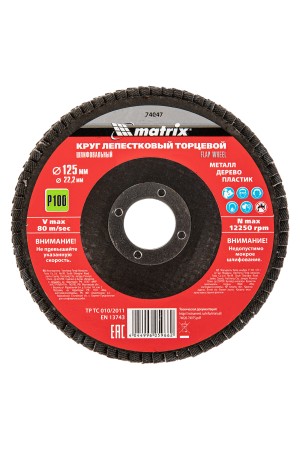Круг лепестковый торцевой, P 100, 125 х 22.2 мм Matrix