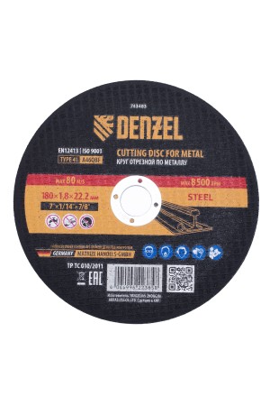 Круг отрезной по металлу, 180 х 1,8 х 22,2 мм, A46QBF Denzel