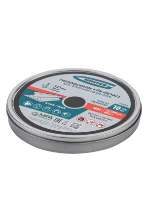 Круг отрезной по металлу, 125 х 1,0 х 22,2 мм, SWA60TBF, в метал.банке, 10 шт. Gross