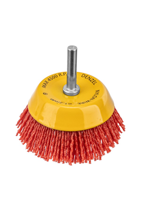 Щетка для дрели, 75 мм, Чашка, со шпилькой, нейлоновая щетина Denzel