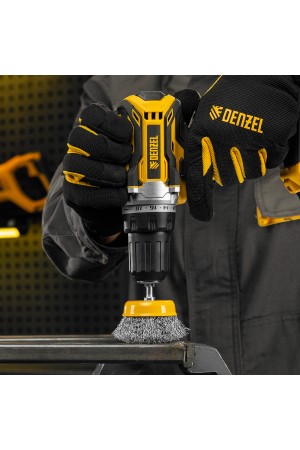 Щетка для дрели, 75 мм, Чашка, со шпилькой, нержавеющая витая проволока Denzel