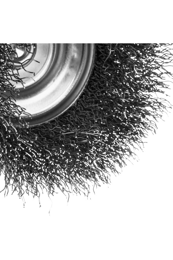 Щетка для дрели, 75 мм, Чашка, со шпилькой, нержавеющая витая проволока Denzel