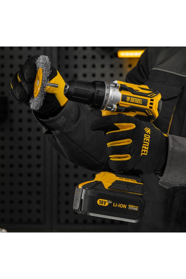 Щетка для дрели 100 мм, Плоская, со шпилькой, нержавеющая витая проволока Denzel