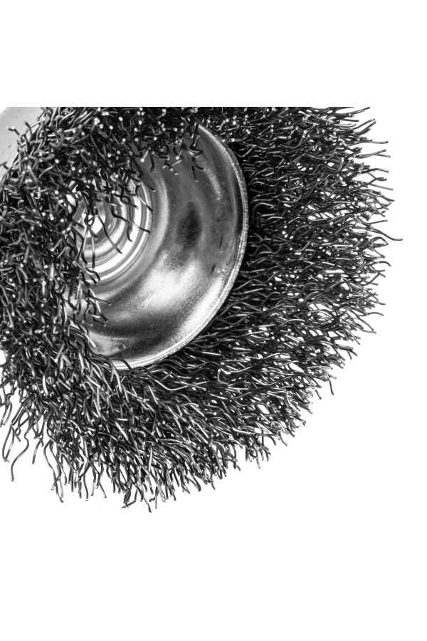 Набор щеток для дрели, 1 Плоская 50мм, 2 Чашки 25-50мм, шпилька, нерж. вит. проволока Denzel