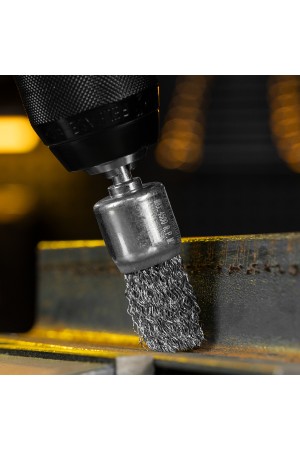 Набор щеток для дрели, 2 Плоские 50-75мм, 3 Чашки 25-50-75мм, шпилька,  нерж.вит. проволока Denzel