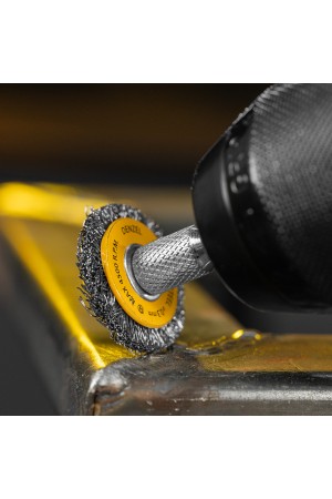 Набор щеток для дрели, 5 Плоских 25-38-50-63-75 мм, шпилька, нерж. вит. проволока Denzel