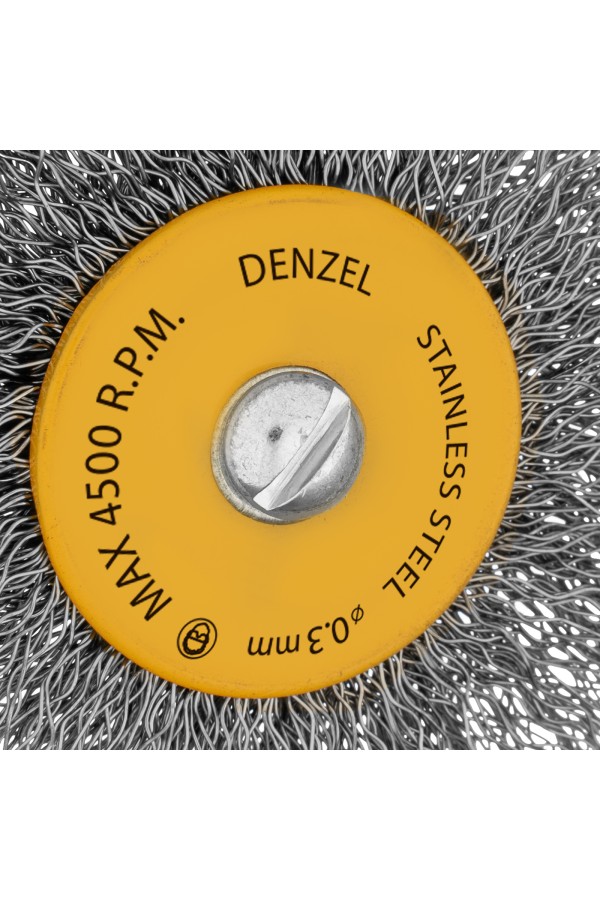 Набор щеток для дрели, 5 Плоских 25-38-50-63-75 мм, шпилька, нерж. вит. проволока Denzel