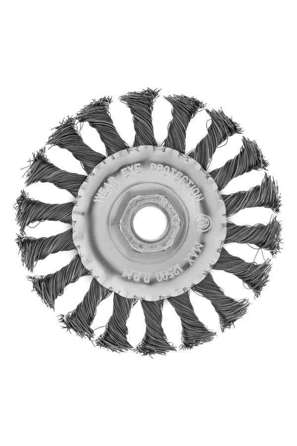 Щетка для УШМ 100 мм, М14, плоская, крученая проволока 0.35 мм Matrix