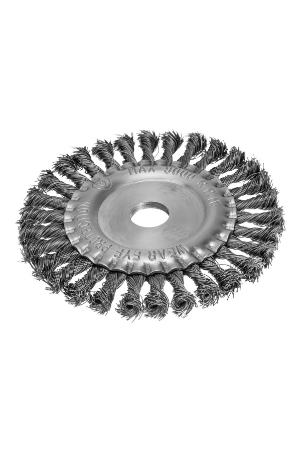 Щетка для УШМ 150 мм, посадка 22.2 мм, плоская, крученая металлическая проволока Сибртех