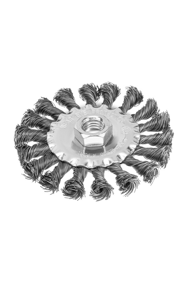 Щетка для УШМ 100 мм, М14, плоская, крученая проволока 0.5 мм Matrix