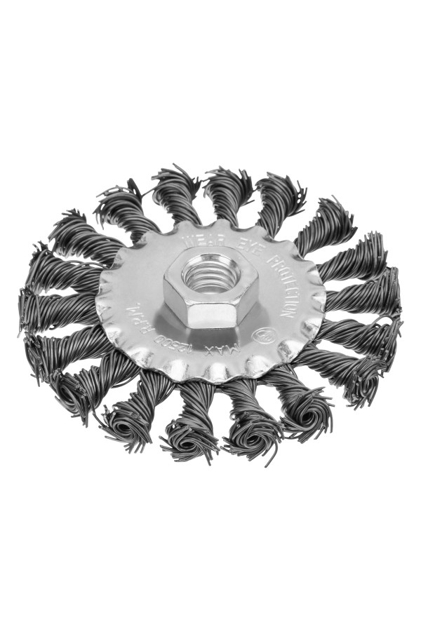 Щетка для УШМ 100 мм, М14, плоская, крученая проволока 0.8 мм Matrix