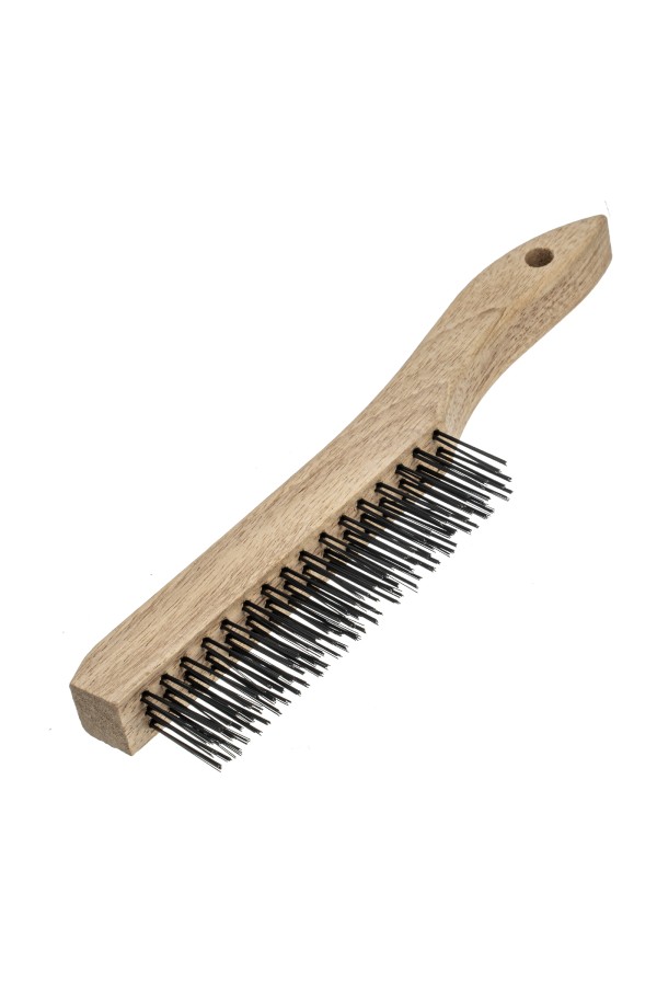 Щетка зачистная трехрядная, закаленная прямая проволока с деревянной ручкой Сибртех