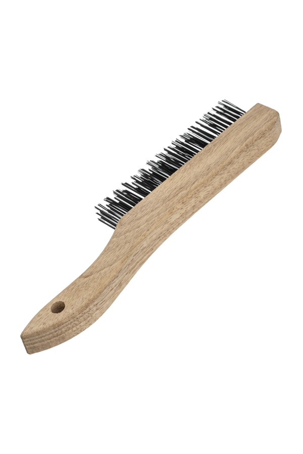 Щетка зачистная трехрядная, закаленная прямая проволока с деревянной ручкой Сибртех