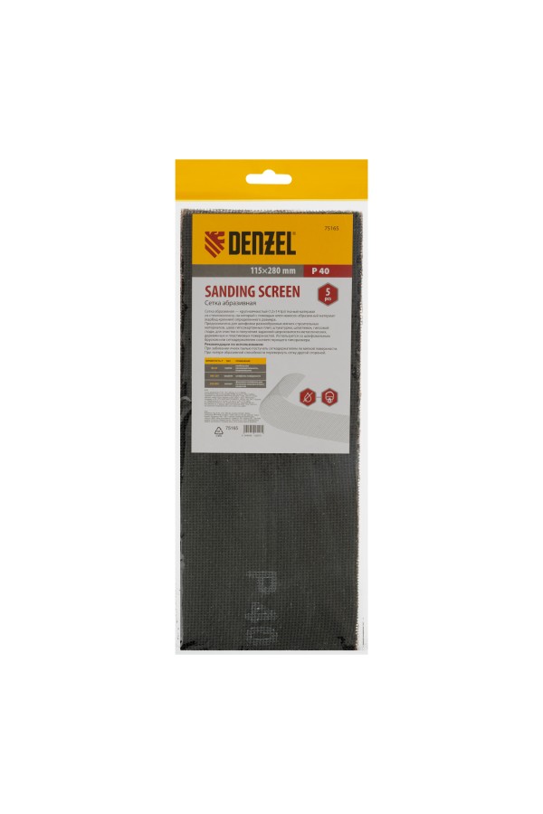 Сетка абразивная, P 40, 115 х 280 мм, 5 шт Denzel