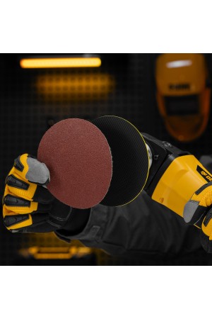 Тарелка опорная для дрели и УШМ с липучкой, 115 мм, мягкая, с адаптером c М14 на d8 Denzel