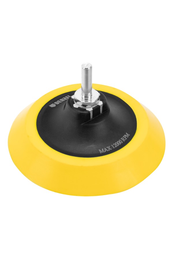 Тарелка опорная для дрели и УШМ с липучкой, 125 мм, мягкая, с адаптером c М14 на d8 Denzel