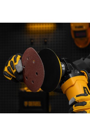 Тарелка опорная для дрели и УШМ с липучкой, 150 мм, мягкая, с адаптером c М14 на d8 Denzel