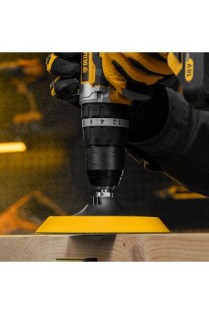 Тарелка опорная для дрели и УШМ с липучкой, 150 мм, мягкая, с адаптером c М14 на d8 Denzel