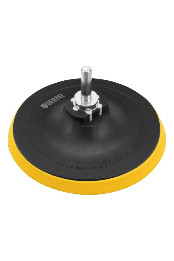 Тарелка опорная для дрели и УШМ с липучкой, 125 мм, стандартная, с адаптером c М14 на d8 Denzel