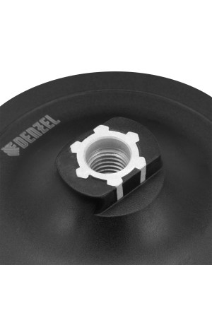 Тарелка опорная для дрели и УШМ с липучкой, 125 мм, стандартная, с адаптером c М14 на d8 Denzel