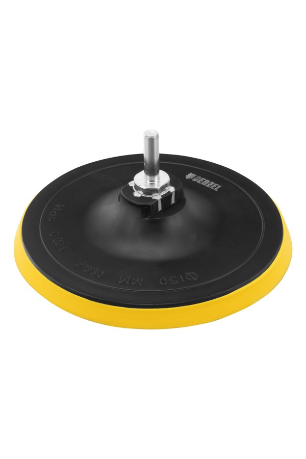 Тарелка опорная для дрели и УШМ с липучкой, 150 мм, стандартная, с адаптером c М14 на d8 Denzel