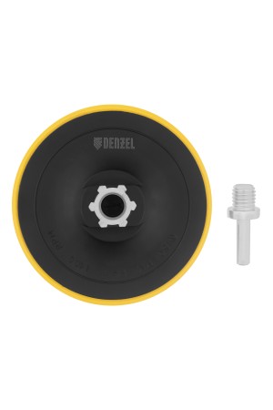 Тарелка опорная для дрели и УШМ с липучкой, 150 мм, стандартная, с адаптером c М14 на d8 Denzel
