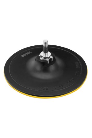 Тарелка опорная для дрели и УШМ с липучкой, 150 мм, твердая, с адаптером c М14 на d8 Denzel