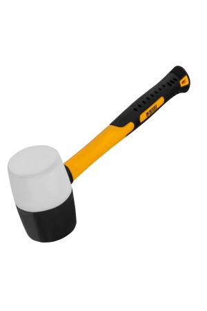 Киянка резиновая, 16 oz, черно-белая резина, фибергласовая рукоятка// Denzel