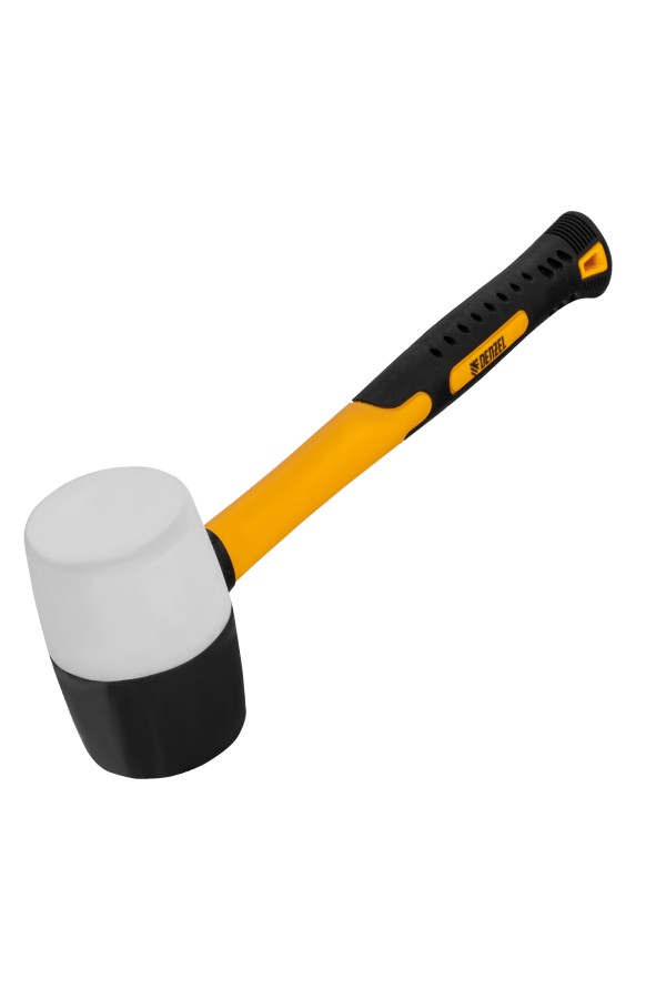 Киянка резиновая, 16 oz, черно-белая резина, фибергласовая рукоятка Denzel