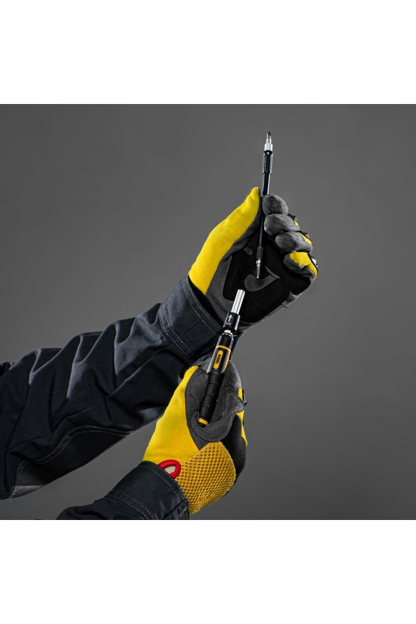 Отвертка с набором бит и торцевых головок для точных работ, гибкий привод, 48 шт, CrMo Denzel