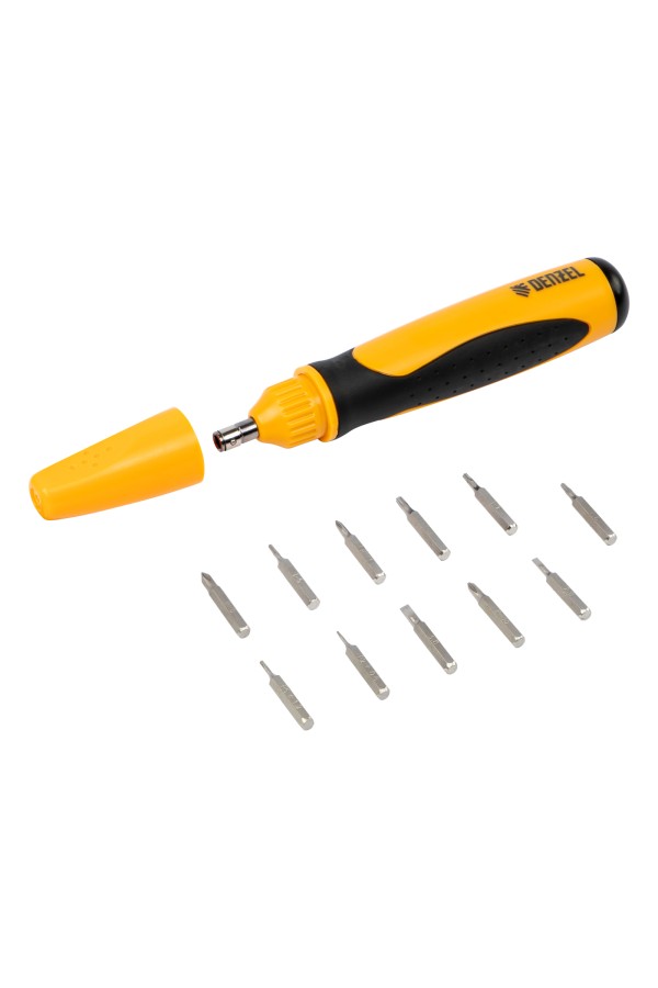 Отвертка реверсивная, механизм SmartPush mini 11 шт, CrMo Denzel