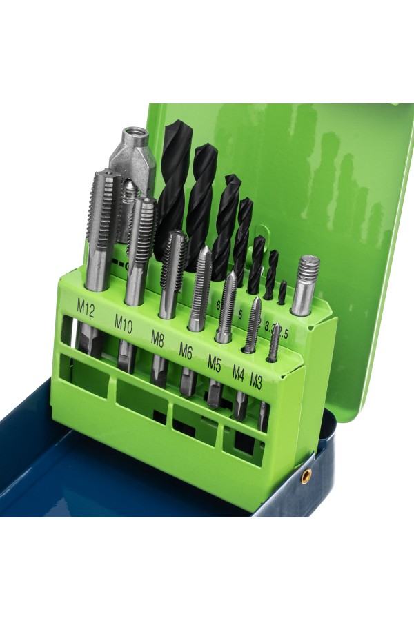 Набор сверл 2.5-10.2, метчиков М3-М12, 15 предметов Сибртех