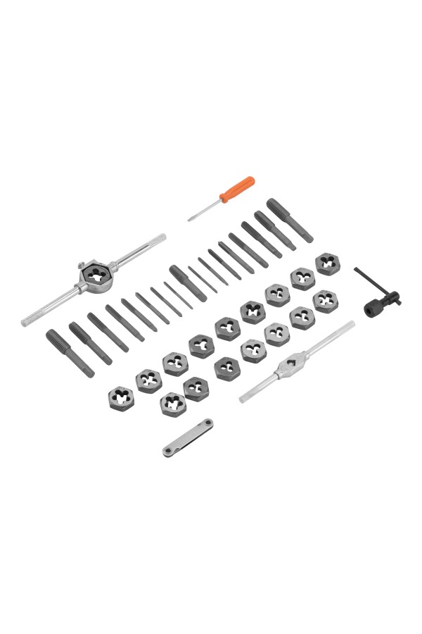 Набор метчиков и плашек М3-М12, плашко-метчикодержатель, 40 предметов, пластиковый бокс Sparta