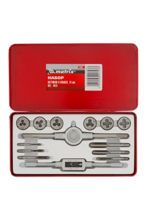 Набор метчиков и плашек М3-М10,14 предметов Matrix