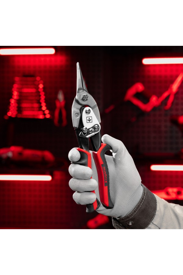 Ножницы по металлу, 250 мм, прямой рез, сталь CRMO, двухкомпонентные рукоятки, PRO Matrix