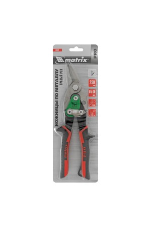 Ножницы по металлу, 250 мм, правый рез, сталь CRMO, двухкомпонентные рукоятки, PRO Matrix