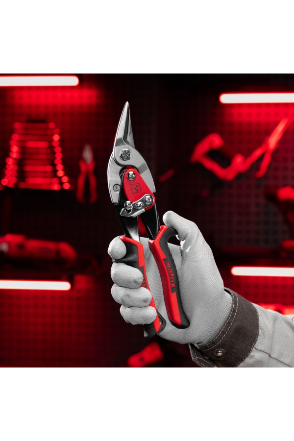 Ножницы по металлу, 250 мм, левый рез, сталь CRMO, двухкомпонентные рукоятки, PRO Matrix